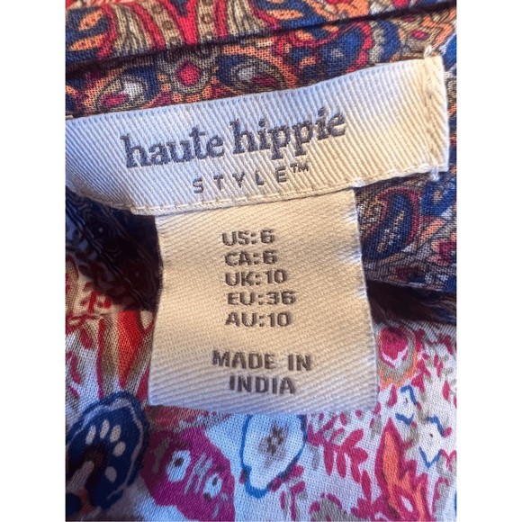 NWT Haute Hippie Boho Fairy Floral  Flutter Sleeve Maxi Dress open Back Size 6 - Picture 4 of 9